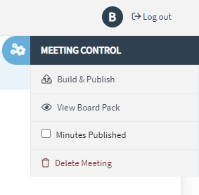 Meeting Control menu for closed meeting