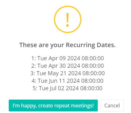 Repeat meeting date series for review