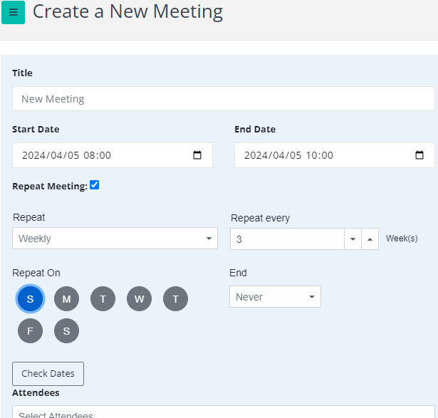 Create a series of meetings every three weeks