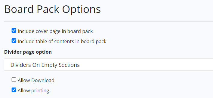 Board Packet Options