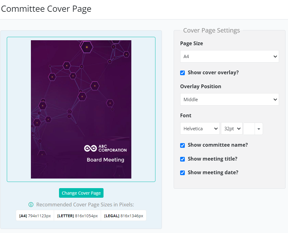 Cover page management tool