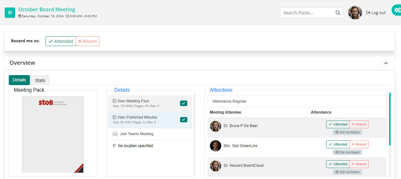 In-Meeting attendance register