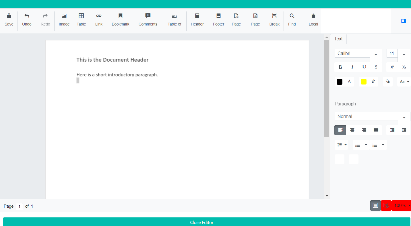 New document editor