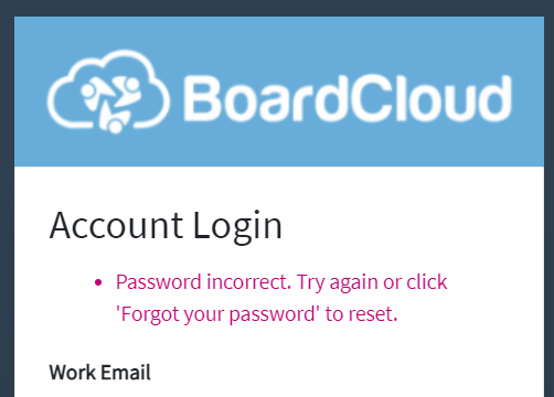 Board portal incorrect password