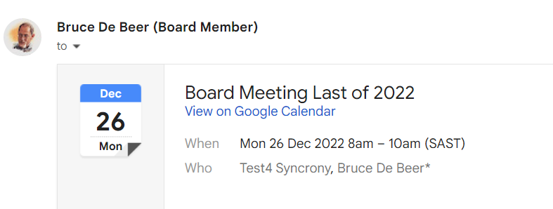 BoardCloud Invite email with calendar booking