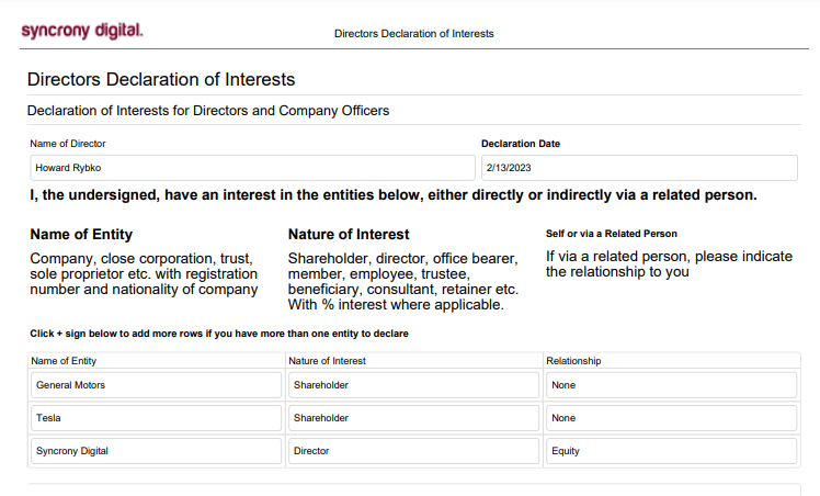 Directors Interests PDF