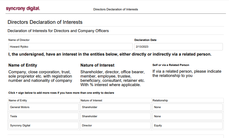 Declaration Of Interests In 60 Seconds Boardcloud 9937