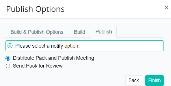 Publish Pack or Minutes Wizard